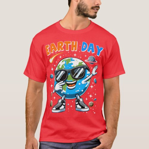 Boys Earth Day Every Day Funny Dab Dabbing Earth K T_Shirt