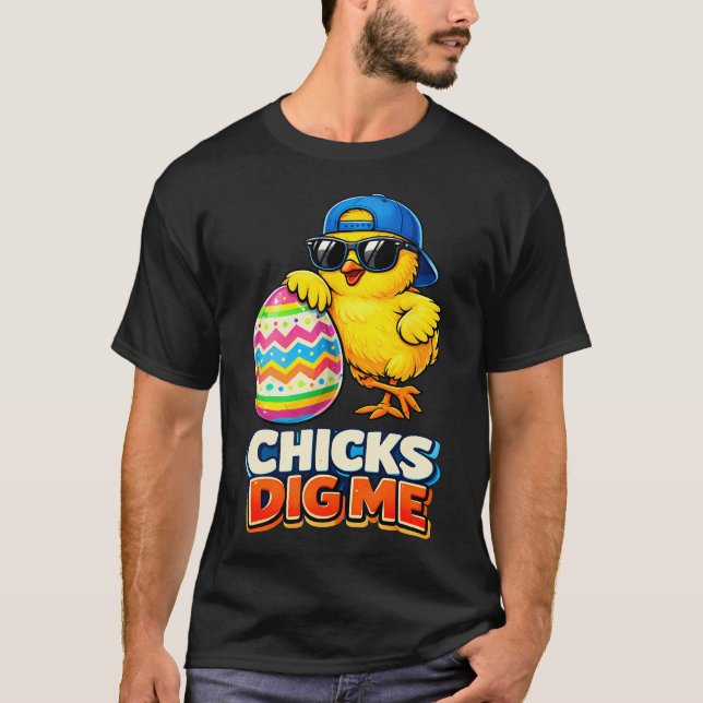 Boys Easter Cute Chicks Dig Me Easter Boys T-Shirt (Front)