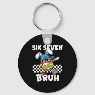 Boys easter funny dabbing bunny bruh six seven 67 keychain