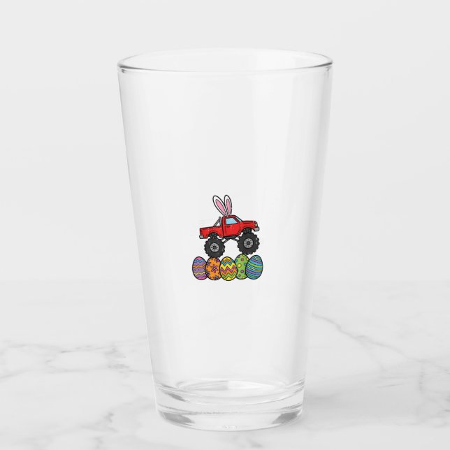 Boys Easter Monster Truck Happy Easter Day Eggs To Glass (Front)