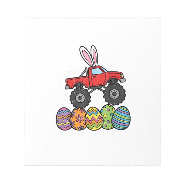 Boys Easter Monster Truck Happy Easter Day Eggs To Notepad (Front)