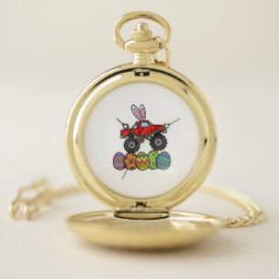 Boys Easter Monster Truck Happy Easter Day Eggs To Pocket Watch