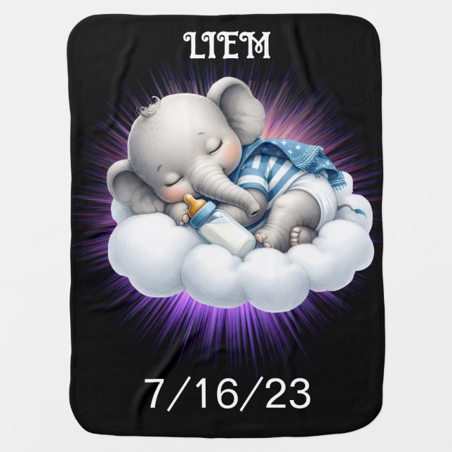 Boy's Elephant Baby Blanket (Front)