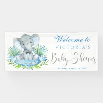 Boys Elephant Baby Shower Banners by The_Baby_Boutique at Zazzle