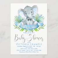 Boys Elephant Baby Shower Invitations
