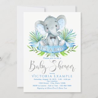 Boys Elephant Baby Shower Invitations