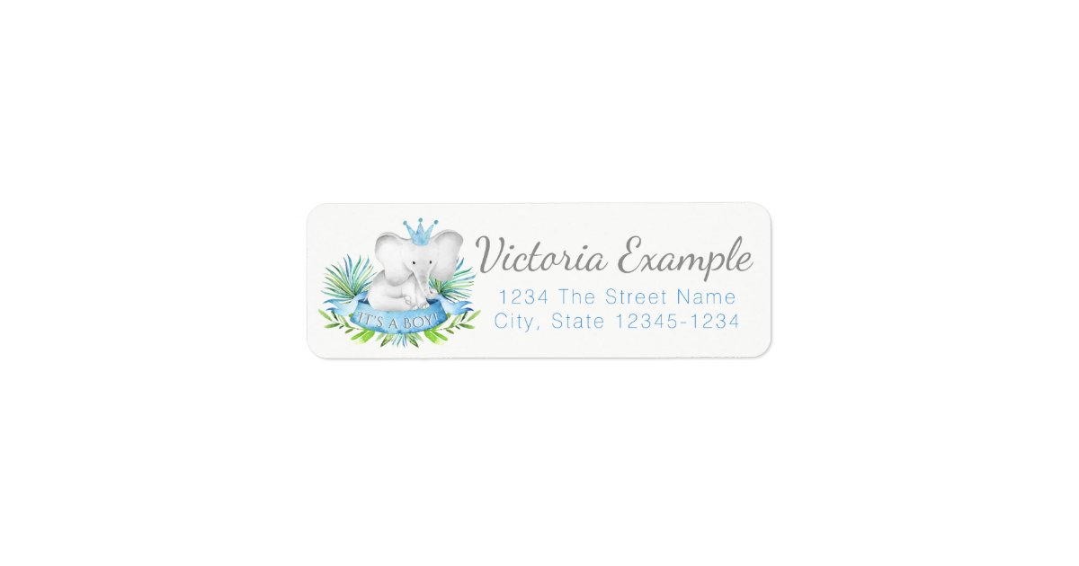 Boys Elephant Baby Shower Return Address Labels | Zazzle