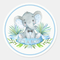 Boys Elephant Baby Shower Stickers