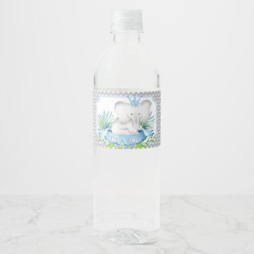 Boys Elephant Baby Shower Water Bottle Labels