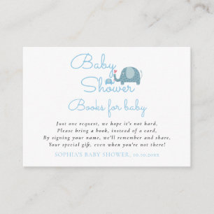Boys Elephant Blue Books for Baby Request Enclosure Card