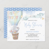 Boy's Elephant Budget Baby Shower Invitation