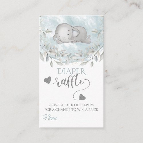 Boys Elephant greenery Baby Shower Diaper Raffle Enclosure Card