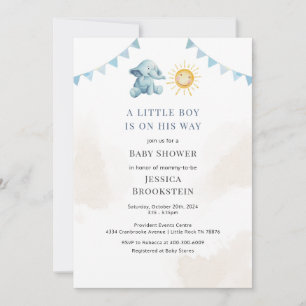Boys Elephant Sunshine Watercolor Baby Shower Invitation