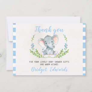 Boys Elephant Thank You Baby Shower Card