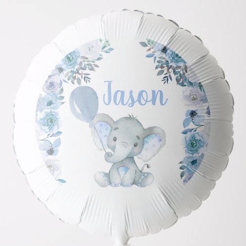 boys Elephant Watercolor Baby Shower balloon