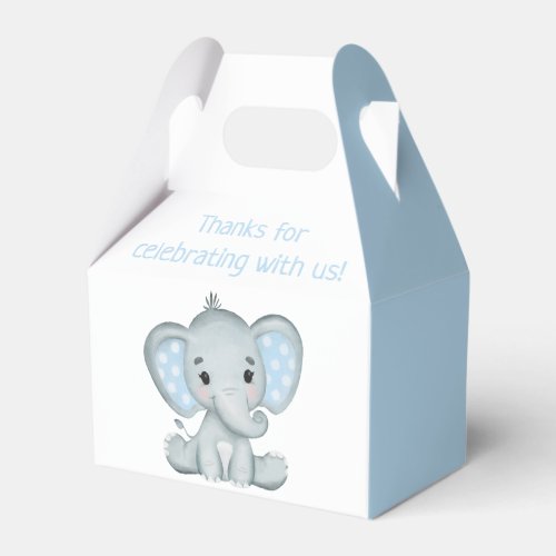 Boys Elephant Watercolor Baby Shower Gable Box