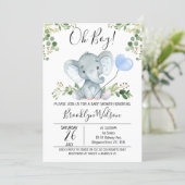 Boy's Elephant Watercolor Baby Shower Invitation (Standing Front)