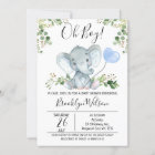 Boy's Elephant Watercolor Baby Shower Invitation