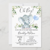 Boy's Elephant Watercolor Baby Shower Invitation (Front)