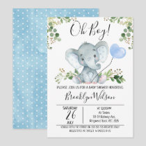 Boy's Elephant Watercolor Baby Shower Invitation