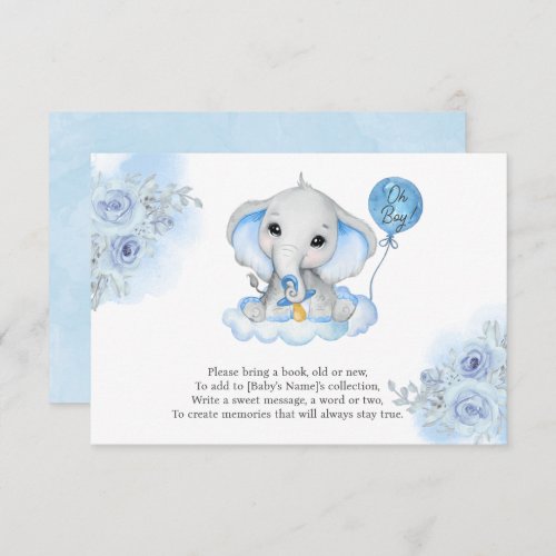 Boys Elephant Watercolor Floral Baby Shower RSVP Card