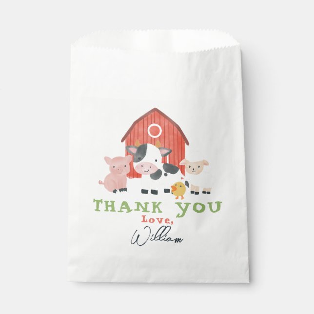 Boys Farm Animal Barnyard Cute Birthday Favor Bag (Front)