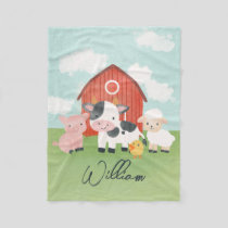Boys Farm Animal Barnyard Kids Fleece Blanket