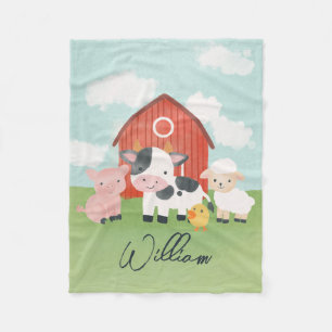 Boys Farm Animal Barnyard Kids Fleece Blanket