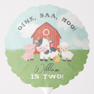 Boys Farm Animal Kids 2nd Birthday Balloon