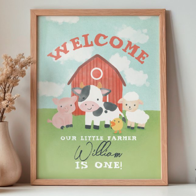 Boys Farm Animal Kids Birthday Welcome  Poster (Creator Uploaded)