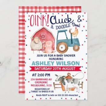Boys Farm Themed Baby Shower Invitation by figtreedesign at Zazzle