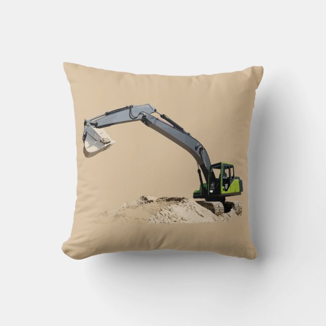 Boys' Favorite Excavators on Double Sided Pillow (Front)