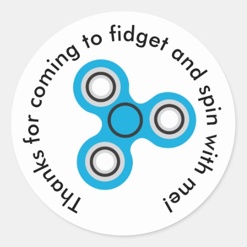 Boys Fidget Spinner Birthday Party Favors Classic Round Sticker