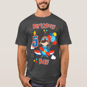 Boys Fifth Airplane Birthday  Five Year Old T-Shirt