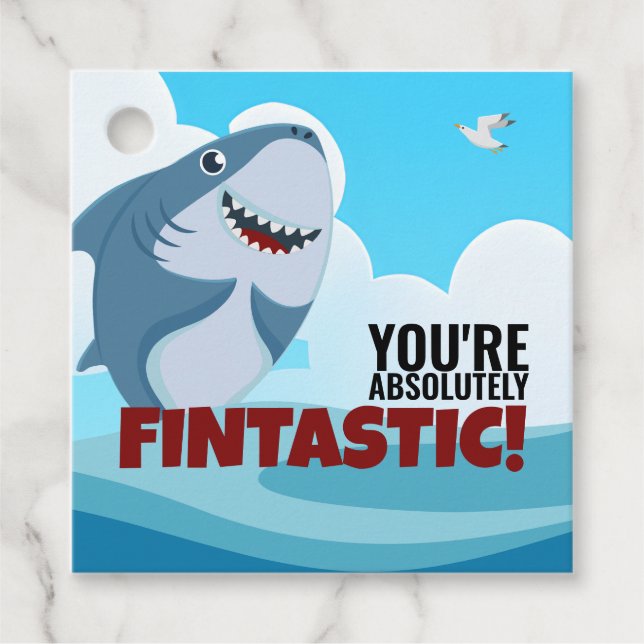 Boy's Fintastic Party Favor Tags (Front)