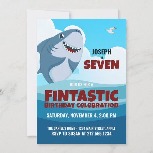 Boys Fintastic Shark Party Invitation
