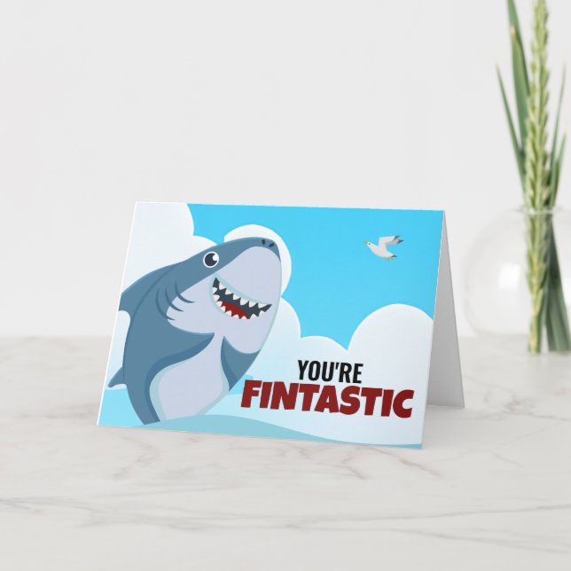 Boys Fintastic Shark Party Thank You Card (Front)