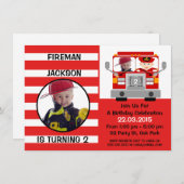 Boys Fire Engine Birthday Invitation (Front/Back)