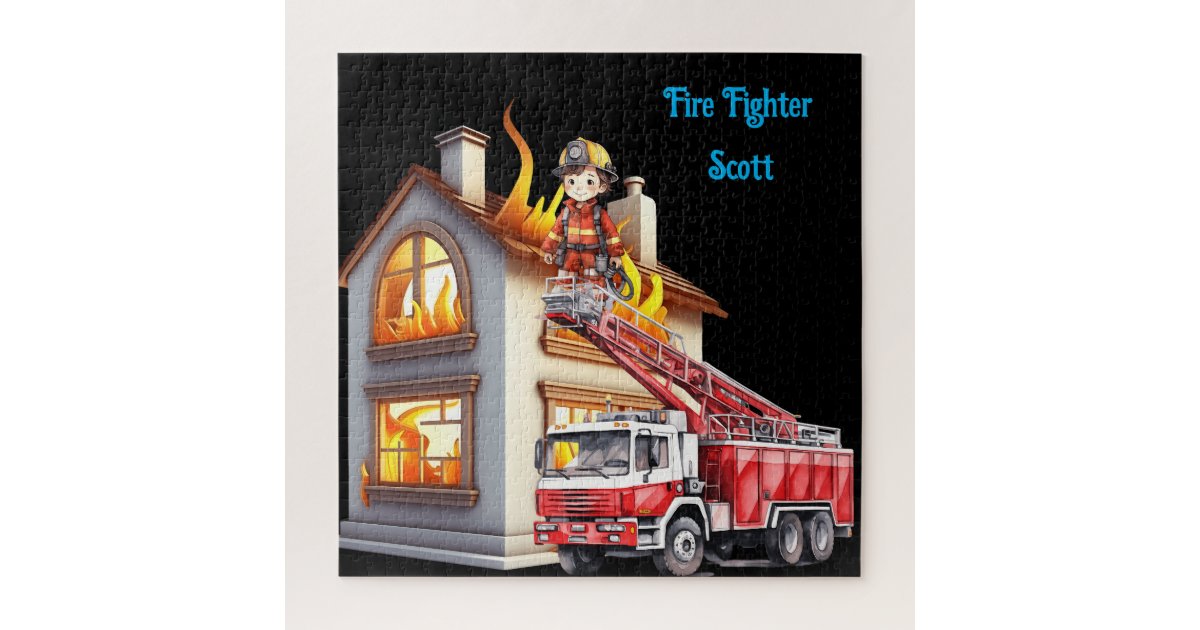 Boy's Fire Fighter Jigsaw Puzzle | Zazzle