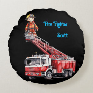 Boy's Fire Fighter Round Pillow