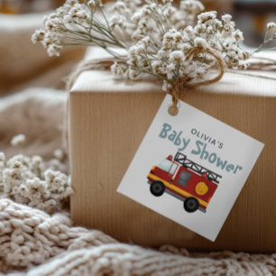 Boys Fire Truck Cute and Modern Baby Shower Favor Tags