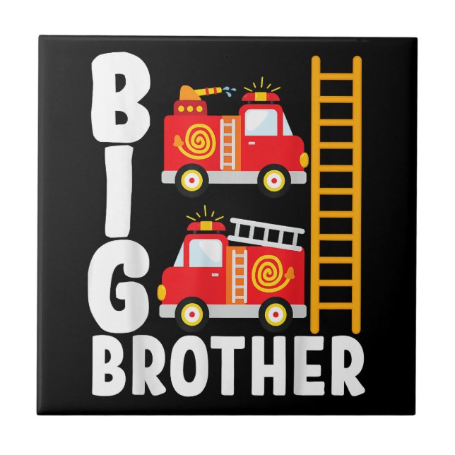 Boy's Fire Truck Fire Theme Big Brother Fire Engin Ceramic Tile (Front)