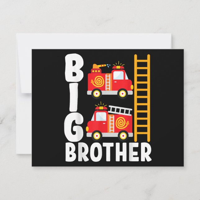 Boy's Fire Truck Fire Theme Big Brother Fire Engin Holiday Card (Front)