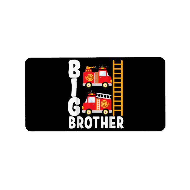 Boy's Fire Truck Fire Theme Big Brother Fire Engin Label (Front)