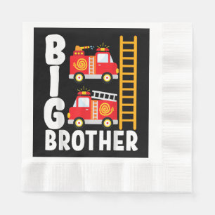 Boy's Fire Truck Fire Theme Big Brother Fire Engin Napkins