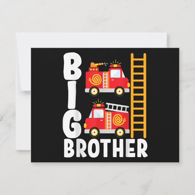 Boy's Fire Truck Fire Theme Big Brother Fire Engin Save The Date (Front)