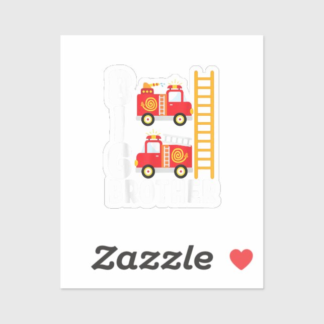 Boy's Fire Truck Fire Theme Big Brother Fire Engin Sticker (Sheet)