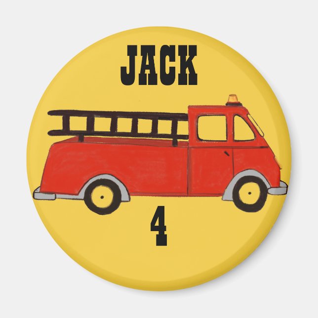 Boys Firetruck Firehouse Fire Station Red Truck Cl Magnet (Front)