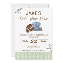 Boy's First Birthday, First Down Birthday Invite,