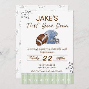 Boy's First Birthday, First Down Birthday Invite, Invitation